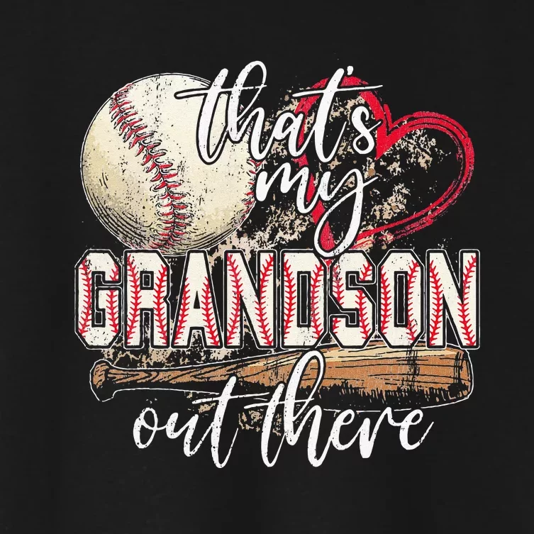 Thats My Grandson Out There Baseball Grandma Mothers Day Women's Crop Top Tee