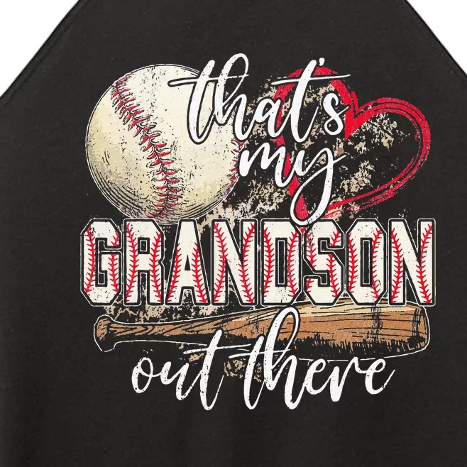 Thats My Grandson Out There Baseball Grandma Mothers Day Women’s Perfect Tri Rocker Tank