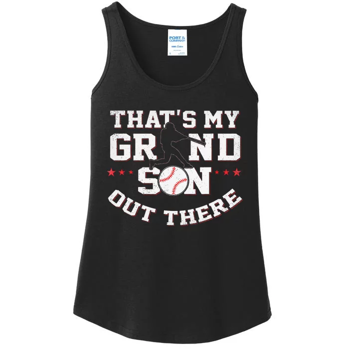 Thats My Grandson Out There Gifts Women Baseball Grandma Mom Ladies Essential Tank