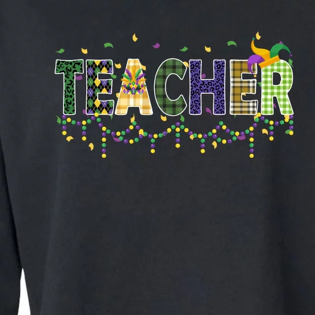 Teacher Mardi Gras Celebration Cropped Pullover Crew