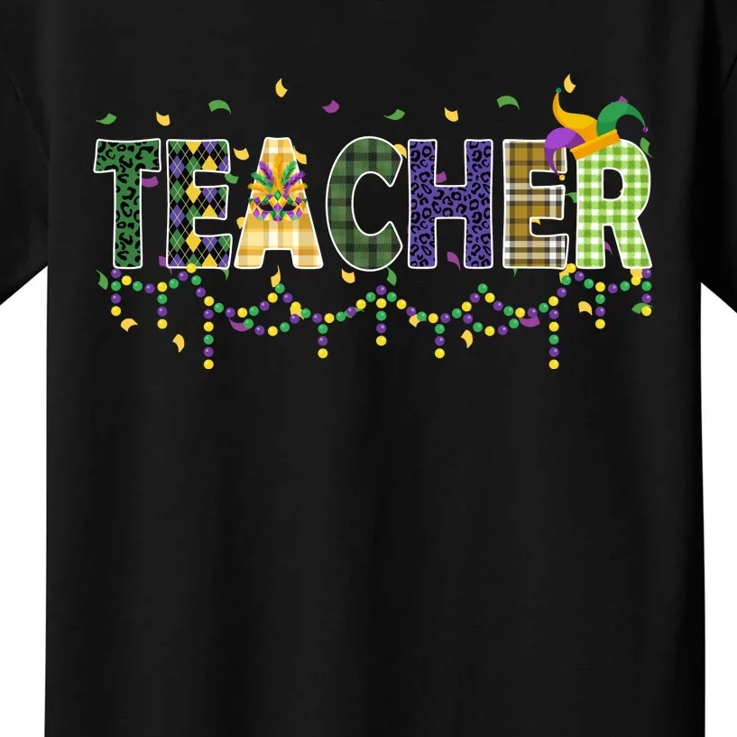 Teacher Mardi Gras Celebration Kids T-Shirt