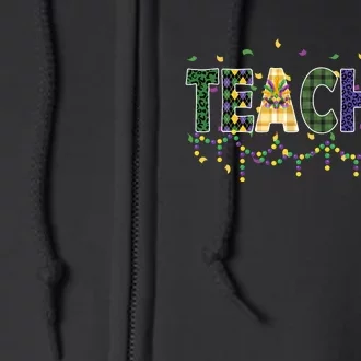 Teacher Mardi Gras Celebration Full Zip Hoodie