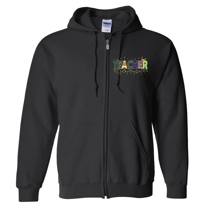 Teacher Mardi Gras Celebration Full Zip Hoodie