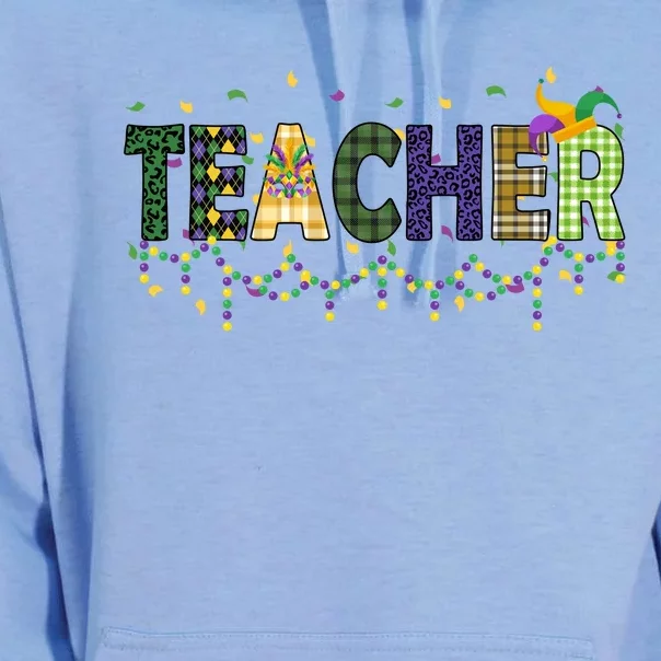 Teacher Mardi Gras Celebration Unisex Surf Hoodie