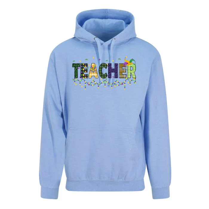 Teacher Mardi Gras Celebration Unisex Surf Hoodie