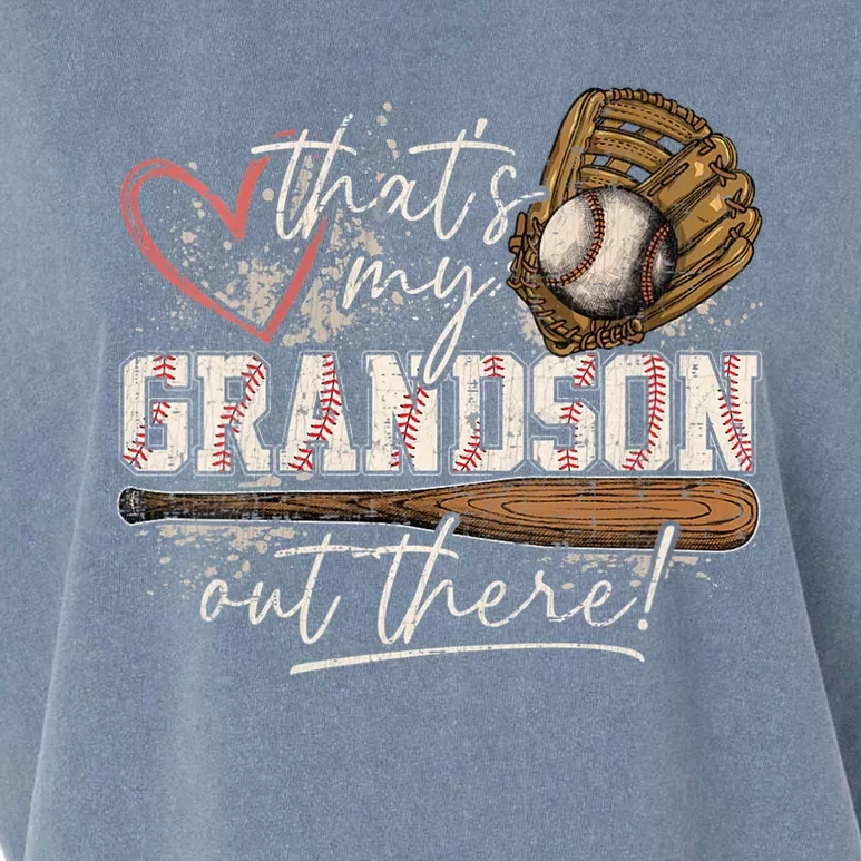 Thats My Grandson Out There Baseball Grandma Garment-Dyed Women's Muscle Tee