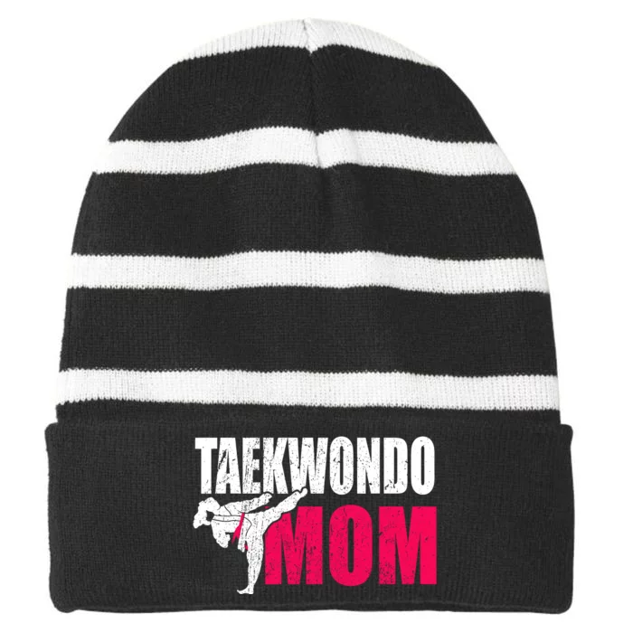 Taekwondo Mom Gift Idea Wo Tae Cool Taekwondo Uniform Striped Beanie with Solid Band