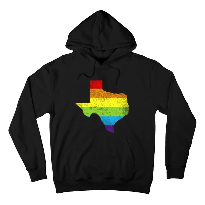 Texas Map G.A.Y Pride Rainbow Flag Hoodie