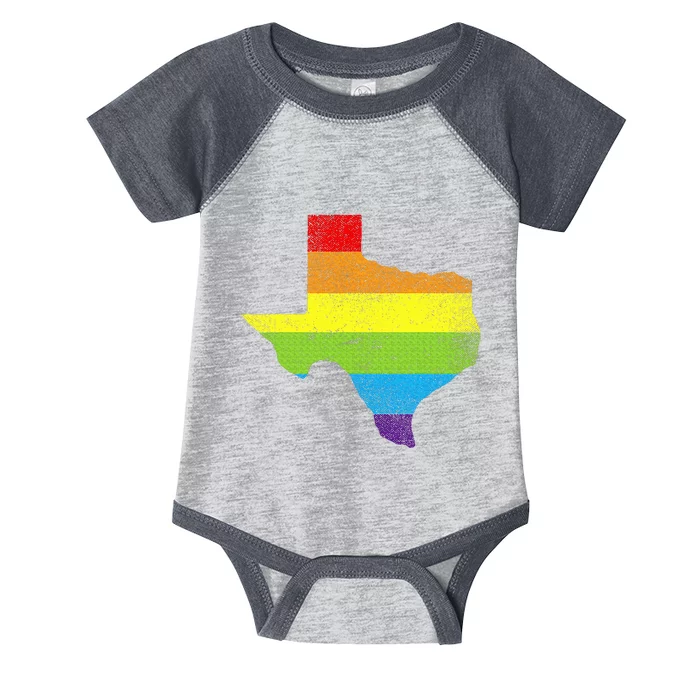 Texas Map G.A.Y Pride Rainbow Flag Infant Baby Jersey Bodysuit