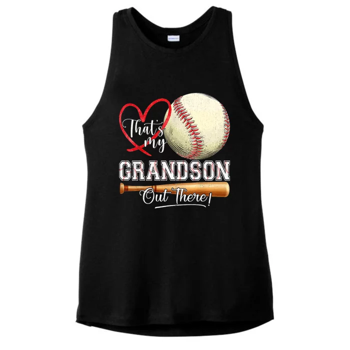 ThatS My Grandson Out There Baseball Grandma MotherS Day Ladies Tri-Blend Wicking Tank