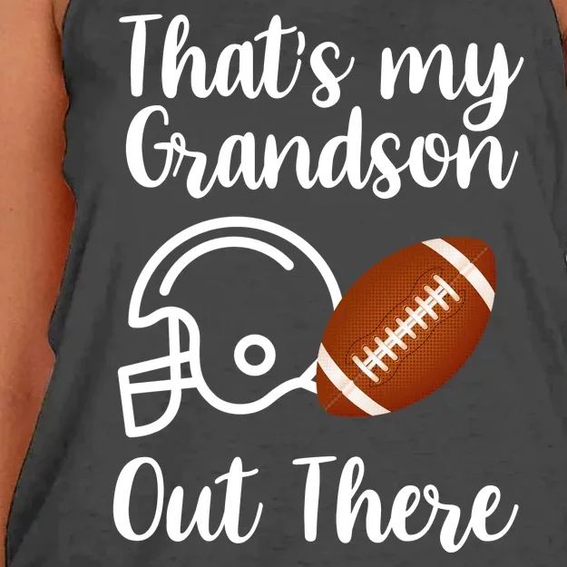 That's My Grandson Out There Football Sport Women's Knotted Racerback Tank