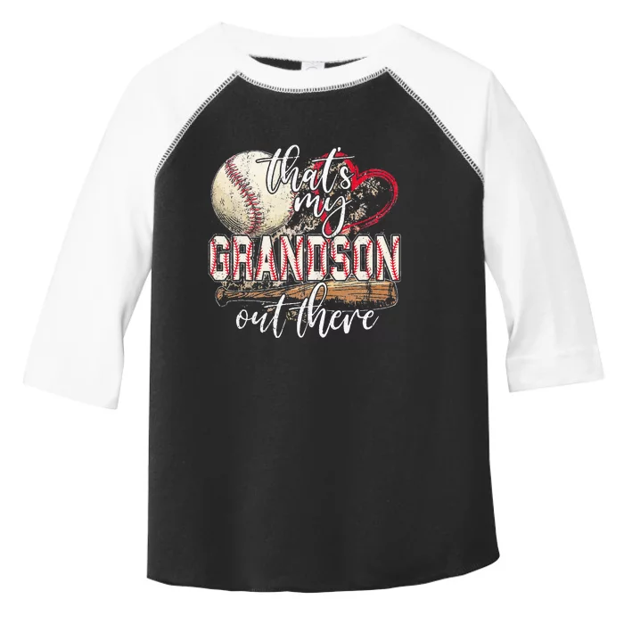 Thats My Grandson Out There Baseball Grandma Mothers Day Toddler Fine Jersey T-Shirt