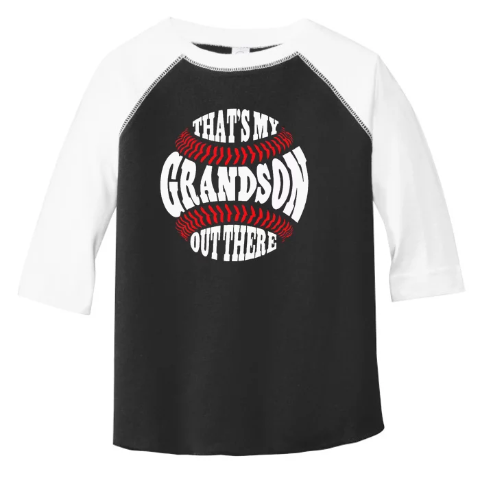 Thats My Grandson Out There Baseball Grandma Mothers Day Toddler Fine Jersey T-Shirt