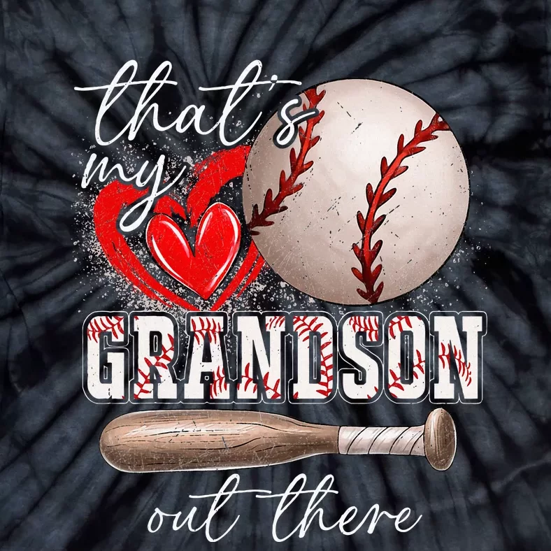 ThatS My Grandson Out There Gifts Women Baseball Grandma Tie-Dye T-Shirt