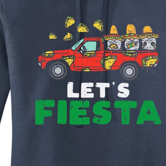 Three Mexican Gnomes On Taco Truck Lets Fiesta Cinco De Mayo Women's Pullover Hoodie