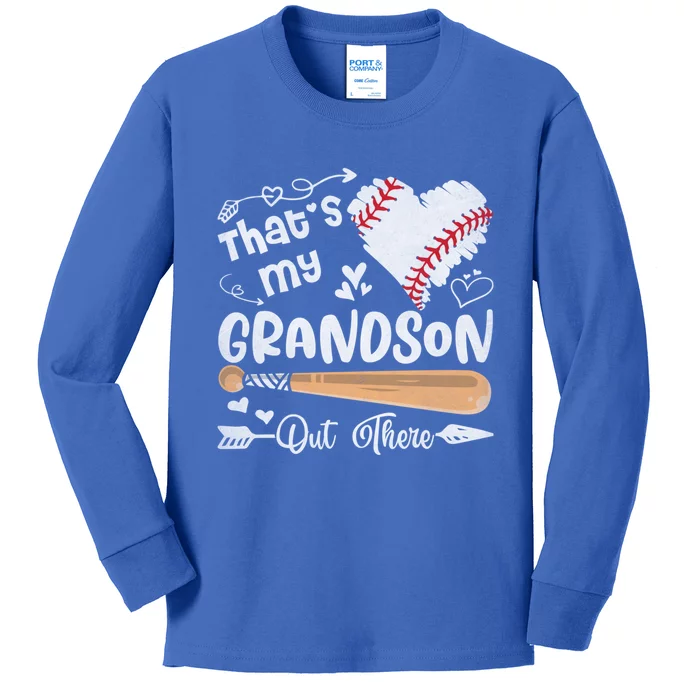 ThatS My Grandson Out There Baseball Grandma MotherS Day Gift Kids Long Sleeve Shirt