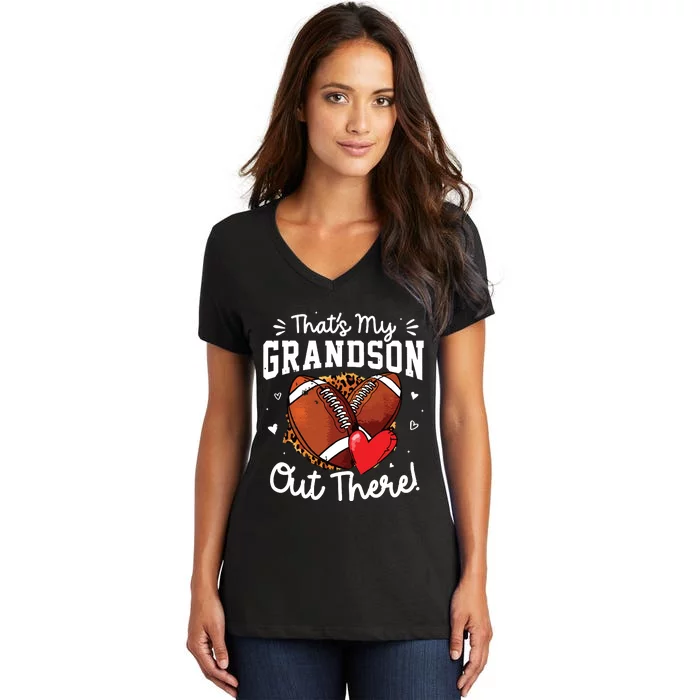 ThatS My Grandson Out There Funny Football Grandma Women's V-Neck T-Shirt