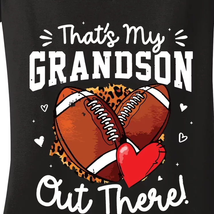 ThatS My Grandson Out There Funny Football Grandma Women's V-Neck T-Shirt