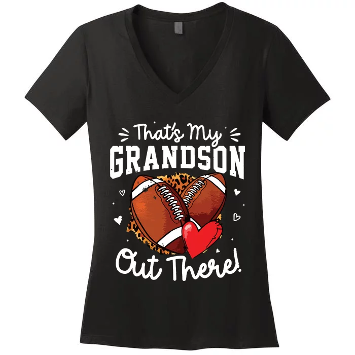 ThatS My Grandson Out There Funny Football Grandma Women's V-Neck T-Shirt