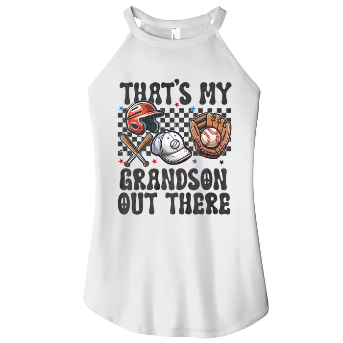 ThatS My Grandson Out There Baseball For Grandpa Grandma Women’s Perfect Tri Rocker Tank