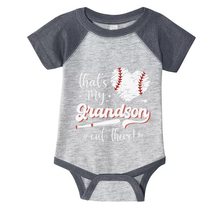 That's My Grandson Out There Mother's Day Baseball Grandma Infant Baby Jersey Bodysuit