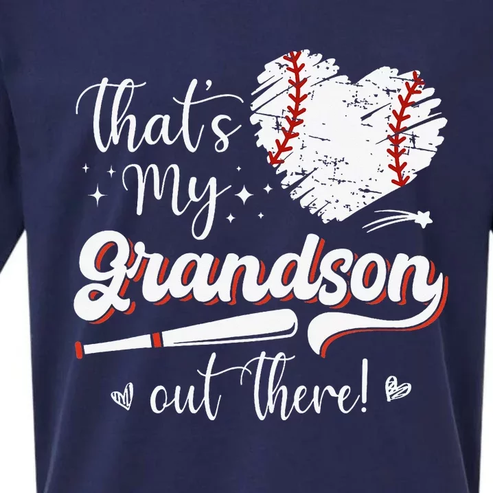 That's My Grandson Out There Mother's Day Baseball Grandma Sueded Cloud Jersey T-Shirt