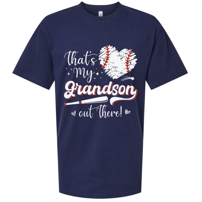 That's My Grandson Out There Mother's Day Baseball Grandma Sueded Cloud Jersey T-Shirt