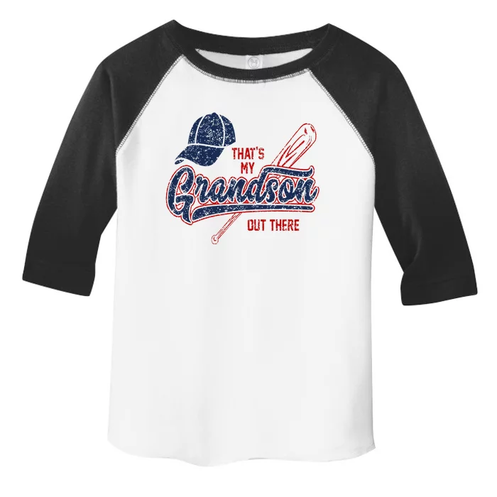 Thats My Grandson Out There Baseball Grandma Mothers Day Toddler Fine Jersey T-Shirt