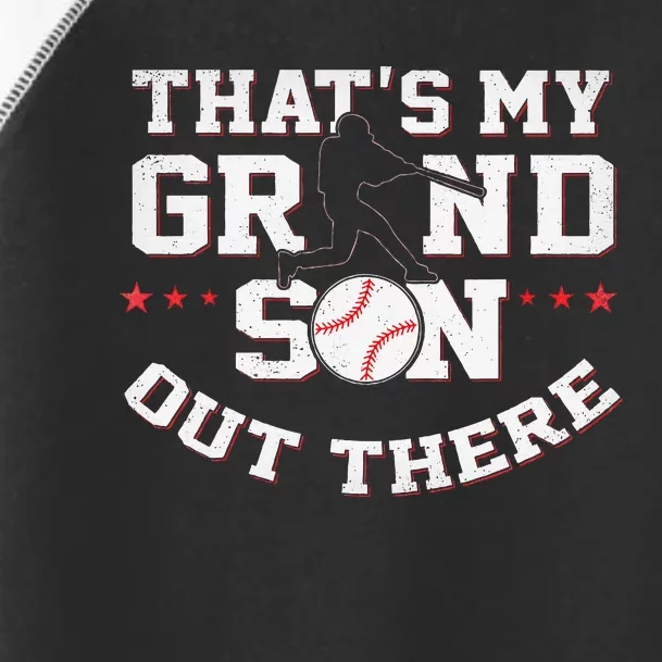 Thats My Grandson Out There Gifts Women Baseball Grandma Mom Toddler Fine Jersey T-Shirt