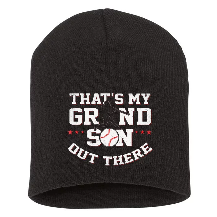 Thats My Grandson Out There Gifts Women Baseball Grandma Mom Short Acrylic Beanie