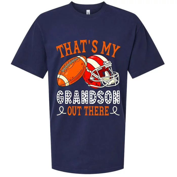 Thats My Grandson Out There Funny Football Grandma Sueded Cloud Jersey T-Shirt