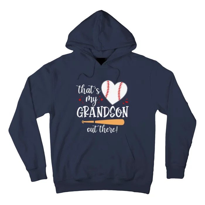 Thats My Grandson Out There Gifts Women Baseball Grandma Mom Hoodie