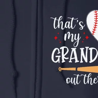 Thats My Grandson Out There Gifts Women Baseball Grandma Mom Full Zip Hoodie