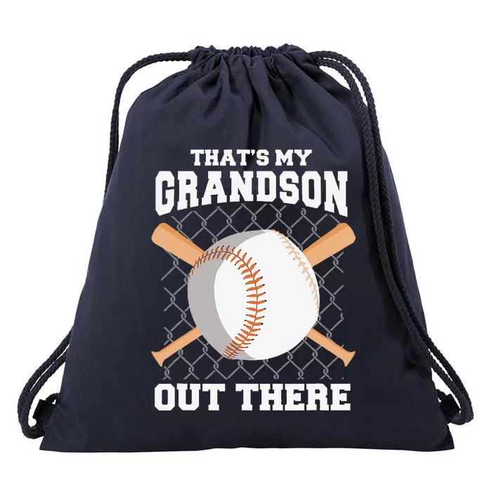 ThatS My Grandson Out There Grandma Grandpa Baseball Drawstring Bag