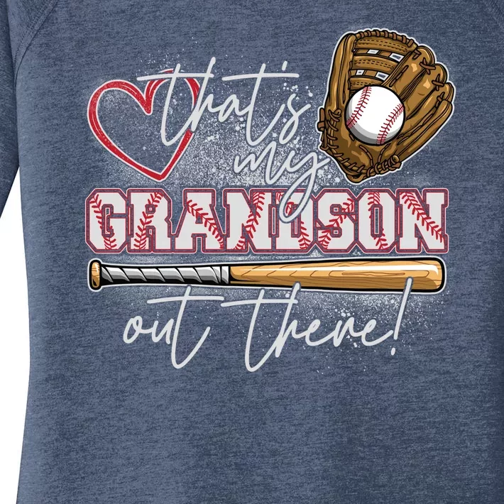 That's My Grandson Out There Proud Baseball Grandparent Women's Perfect Tri Tunic Long Sleeve Shirt