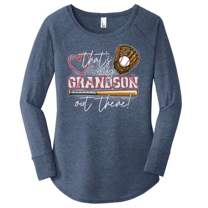 That's My Grandson Out There Proud Baseball Grandparent Women's Perfect Tri Tunic Long Sleeve Shirt