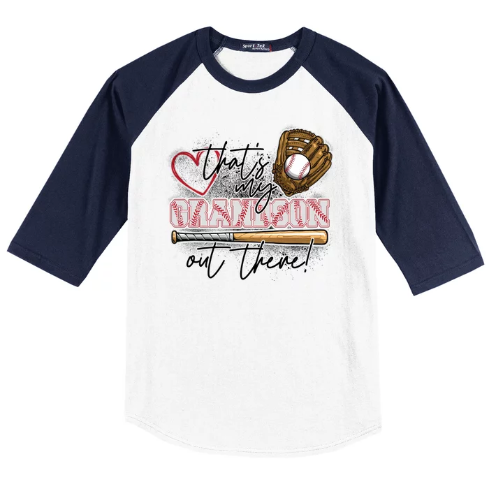 That's My Grandson Out There Proud Baseball Grandparent Baseball Sleeve Shirt