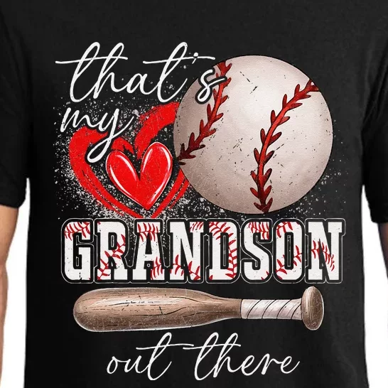 ThatS My Grandson Out There Gifts Women Baseball Grandma Pajama Set