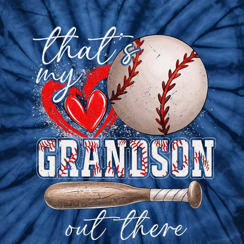 ThatS My Grandson Out There Gifts Women Baseball Grandma Tie-Dye T-Shirt