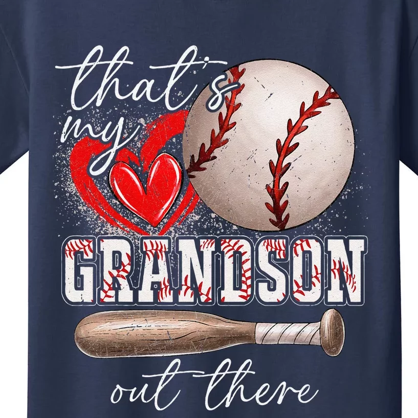 ThatS My Grandson Out There Gifts Women Baseball Grandma Kids T-Shirt