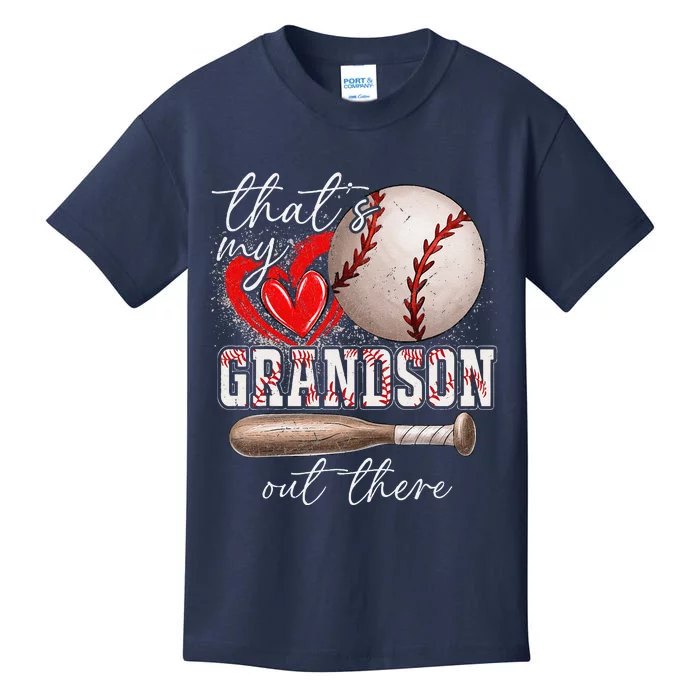 ThatS My Grandson Out There Gifts Women Baseball Grandma Kids T-Shirt