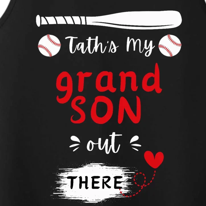 ThatS My Grandson Out There Retro Playing Baseball Grandma Performance Tank