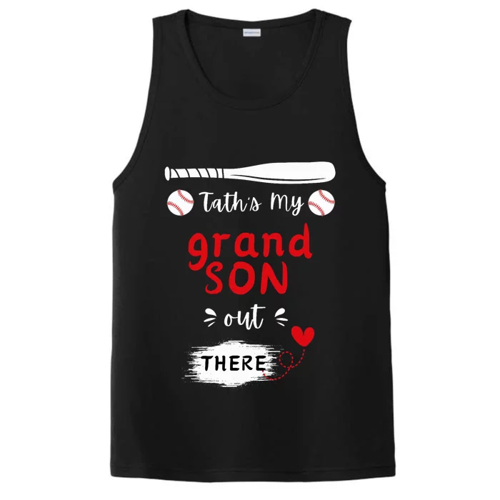 ThatS My Grandson Out There Retro Playing Baseball Grandma Performance Tank