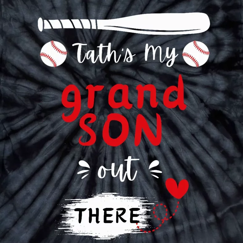 ThatS My Grandson Out There Retro Playing Baseball Grandma Tie-Dye T-Shirt