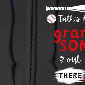 ThatS My Grandson Out There Retro Playing Baseball Grandma Full Zip Hoodie