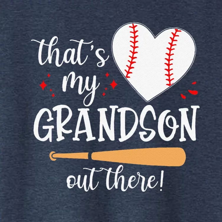 Thats My Grandson Out There Gifts Women Baseball Grandma Mom Women's Crop Top Tee