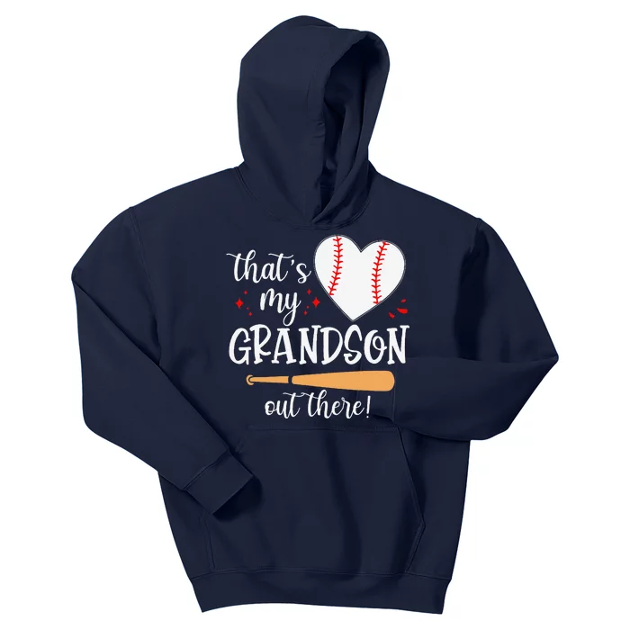 Thats My Grandson Out There Gifts Women Baseball Grandma Mom Kids Hoodie