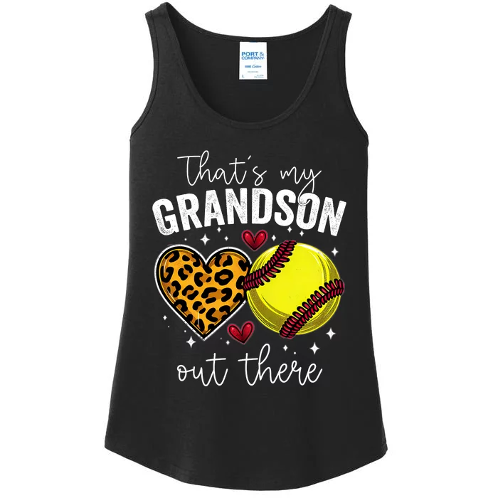 ThatS My Grandson Out There Baseball Grandma MotherS Day Ladies Essential Tank