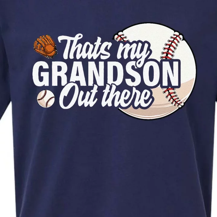 ThatS My Grandson Out There Baseball Grandpa Grandma Sueded Cloud Jersey T-Shirt