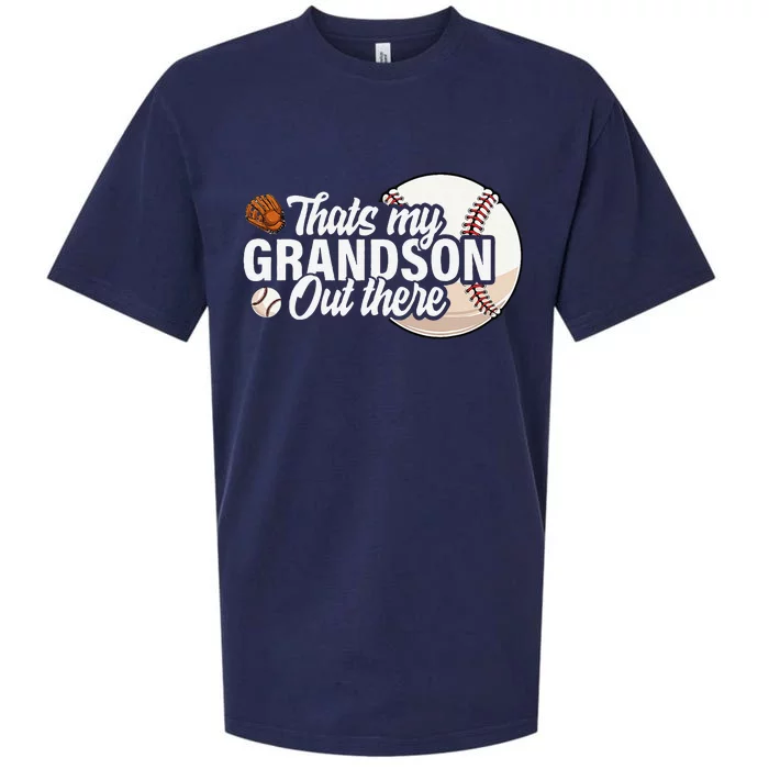 ThatS My Grandson Out There Baseball Grandpa Grandma Sueded Cloud Jersey T-Shirt